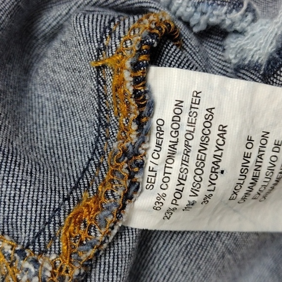 Rewind Blue Whiskering Distress Dark Wash Five Pocket High Rise Skinny Leg Jean - Picture 8 of 13